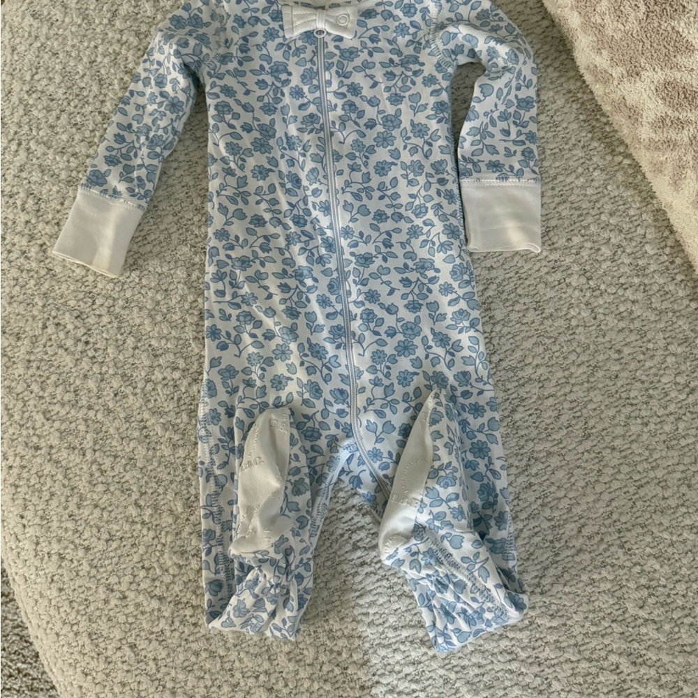 The Beaufort Bonnet Company Blue Floral Kids Pajama Footies